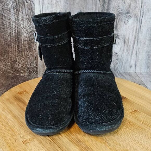 Bearpaw Val Suede Leather Wool Boot Toddler 6 Black Winter Sherpa Snow Outdoor - Picture 2 of 15